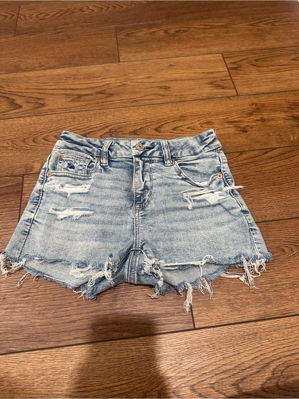 American Eagle Outfitters Light Blue Distressed Denim Cutoff Shorts